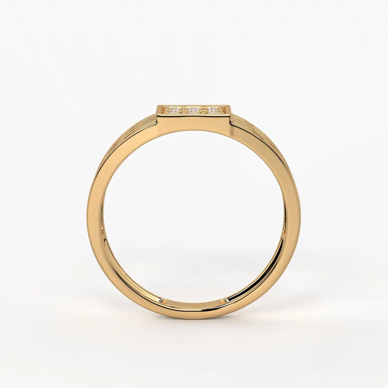 Grid Square Signet Ring for Men