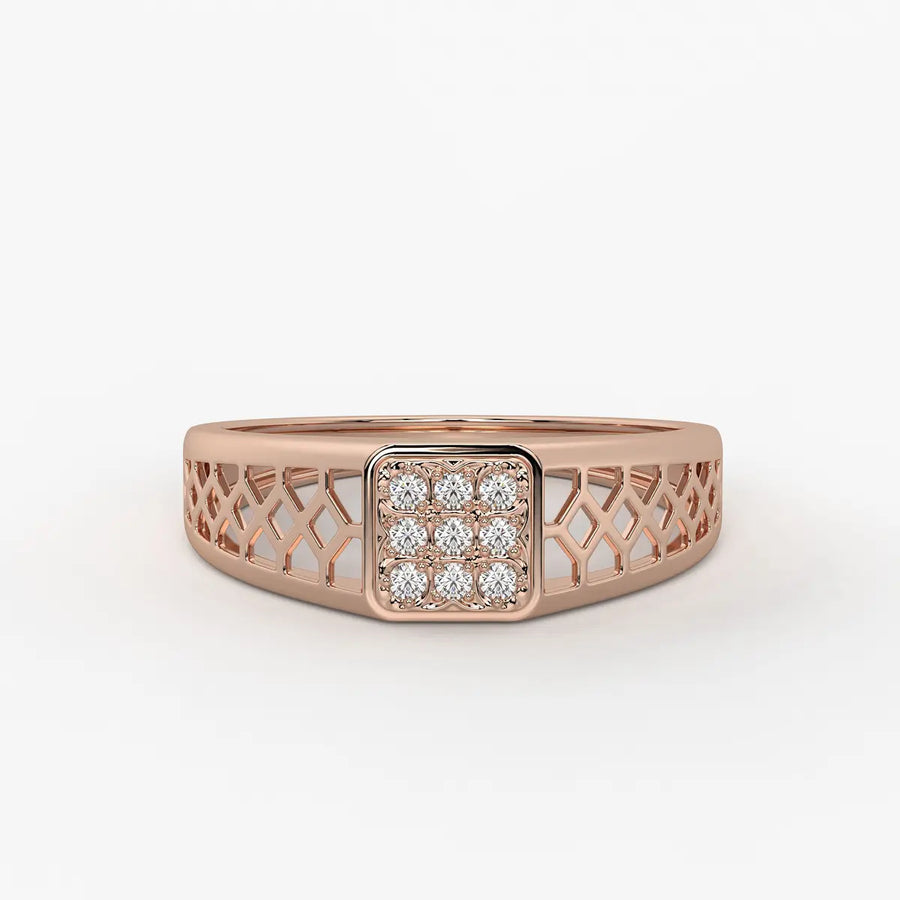 Lattice Square Statement Ring for Men