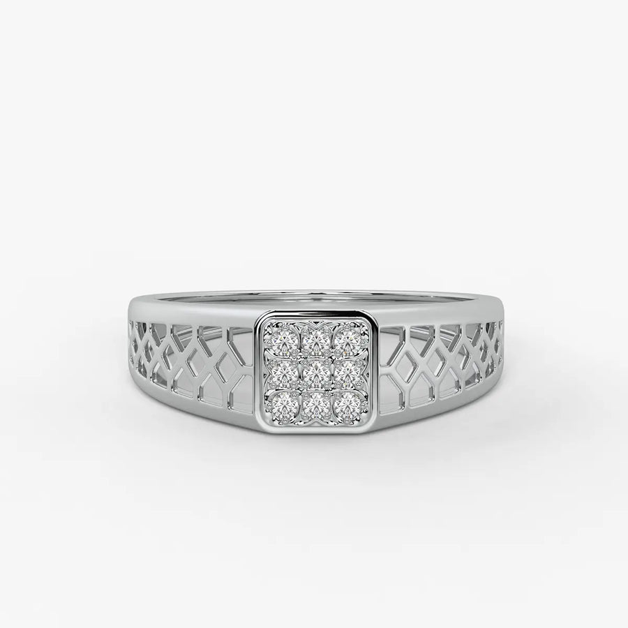 Lattice Square Statement Ring for Men