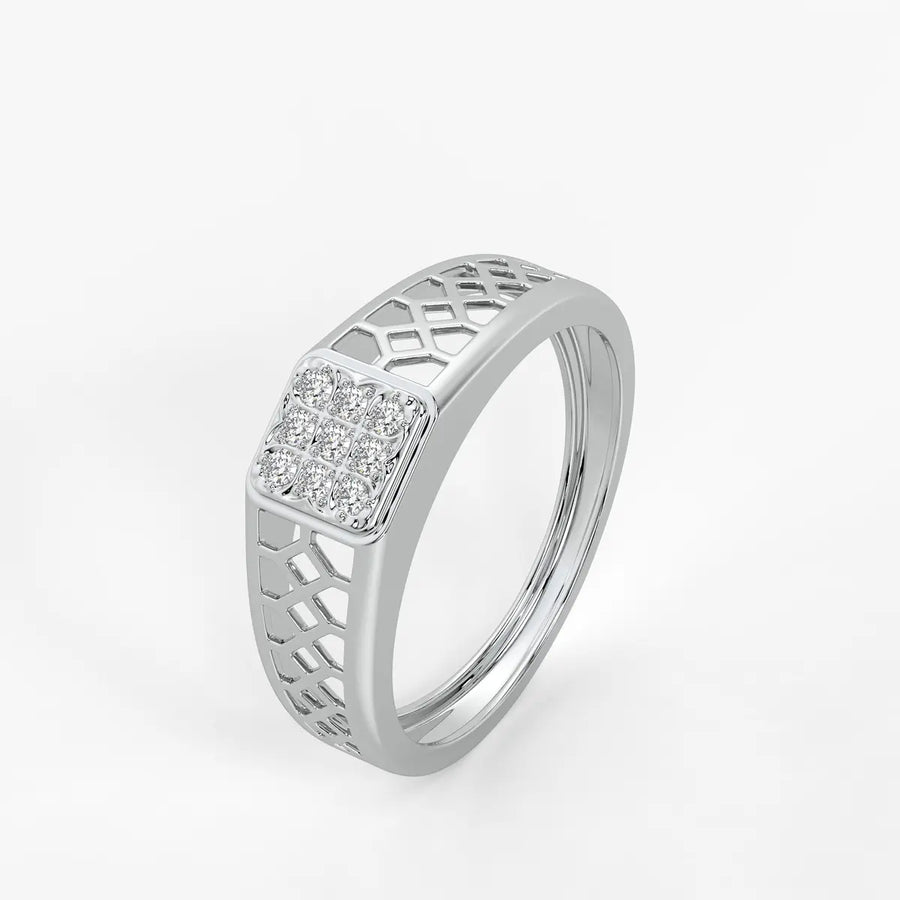 Lattice Square Statement Ring for Men
