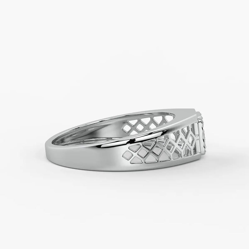 Lattice Square Statement Ring for Men