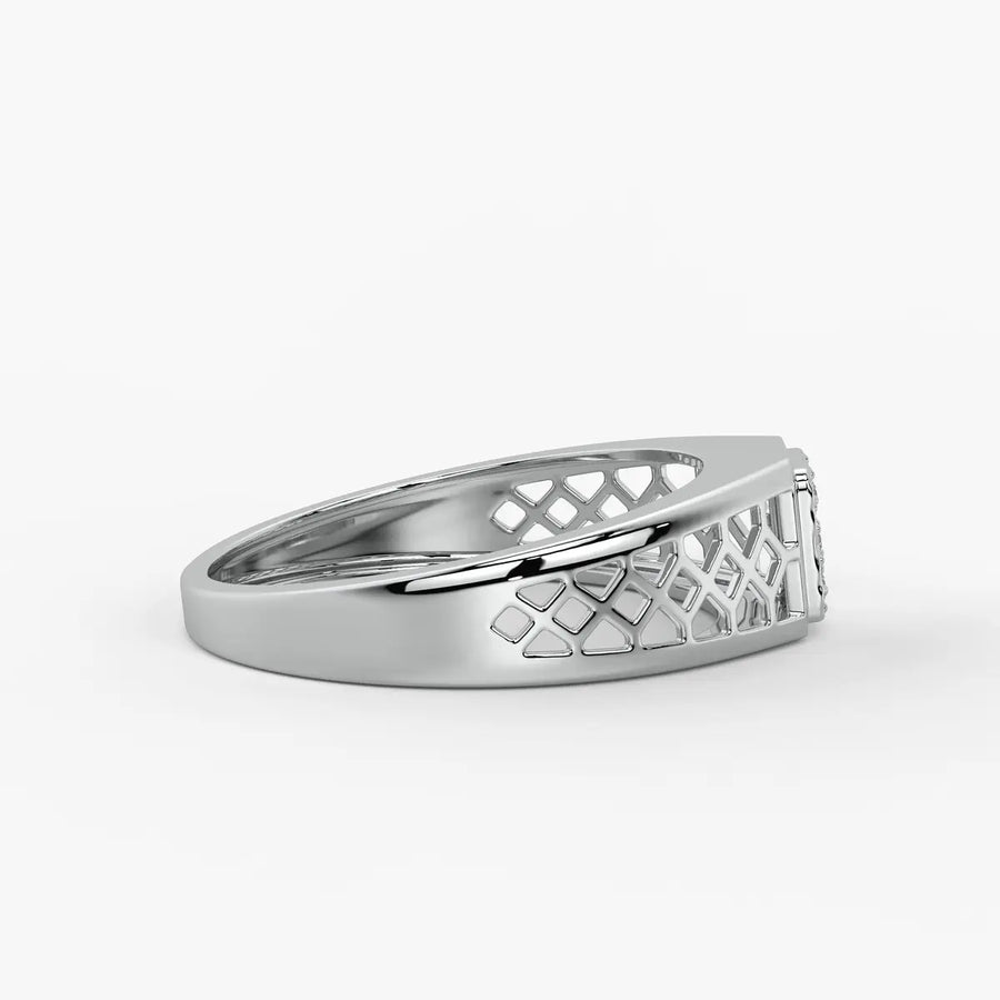 Lattice Square Statement Ring for Men