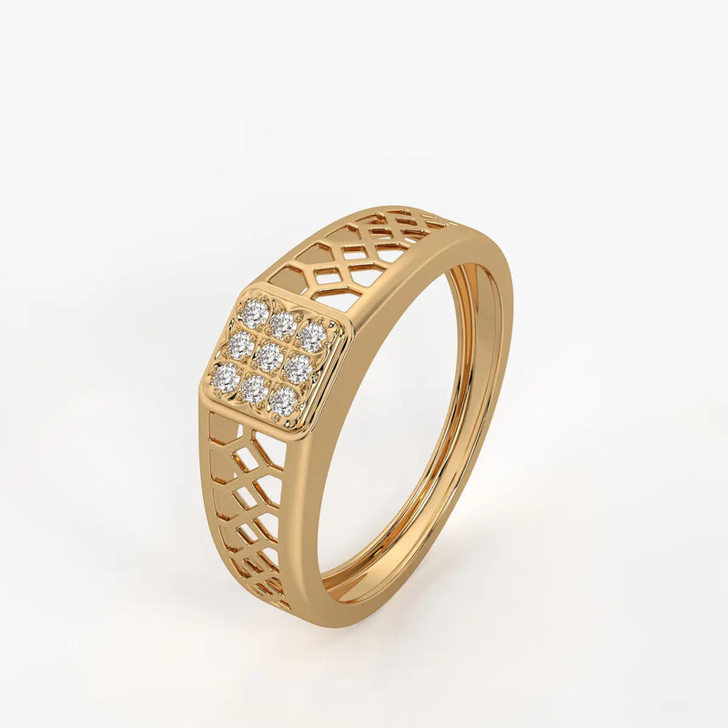 Lattice Square Statement Ring for Men