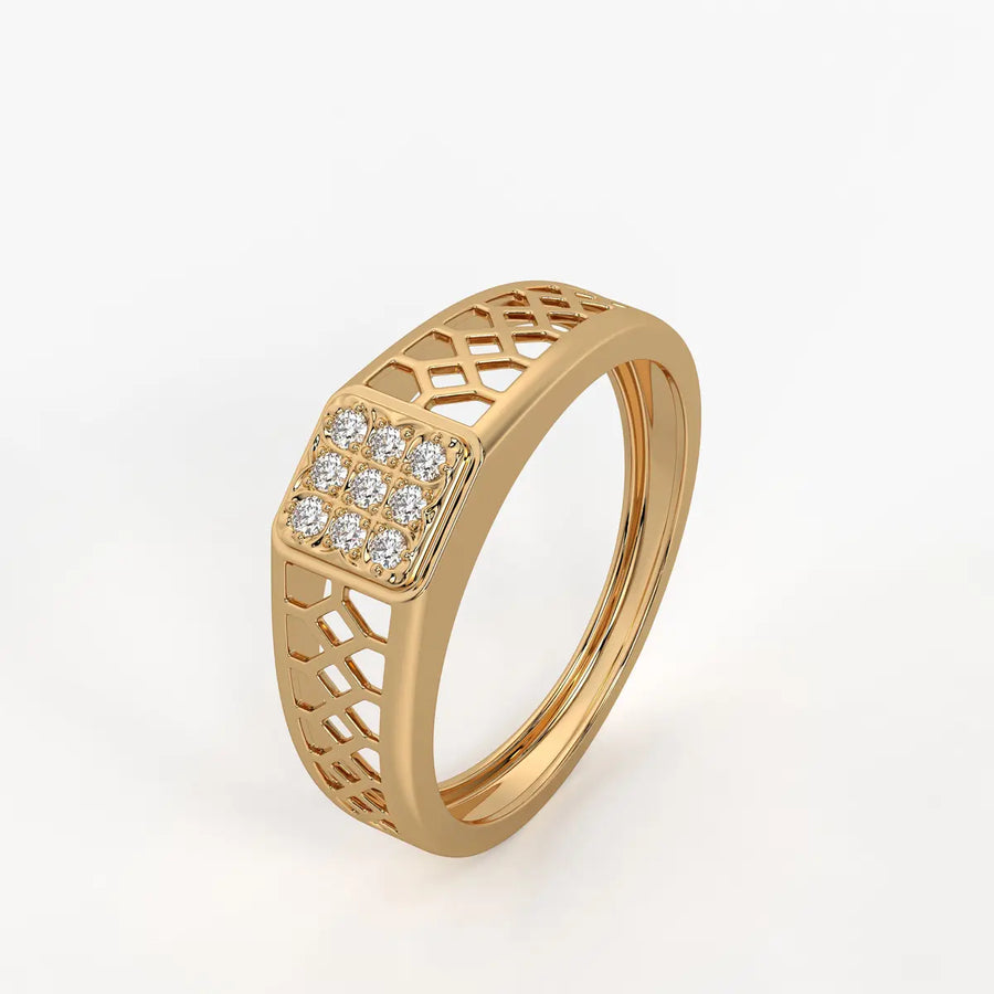Lattice Square Statement Ring for Men