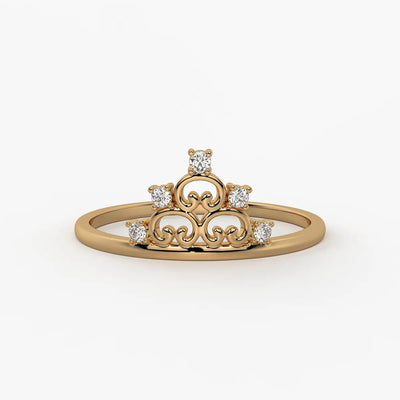 Crown Scroll Classic Ladies Ring