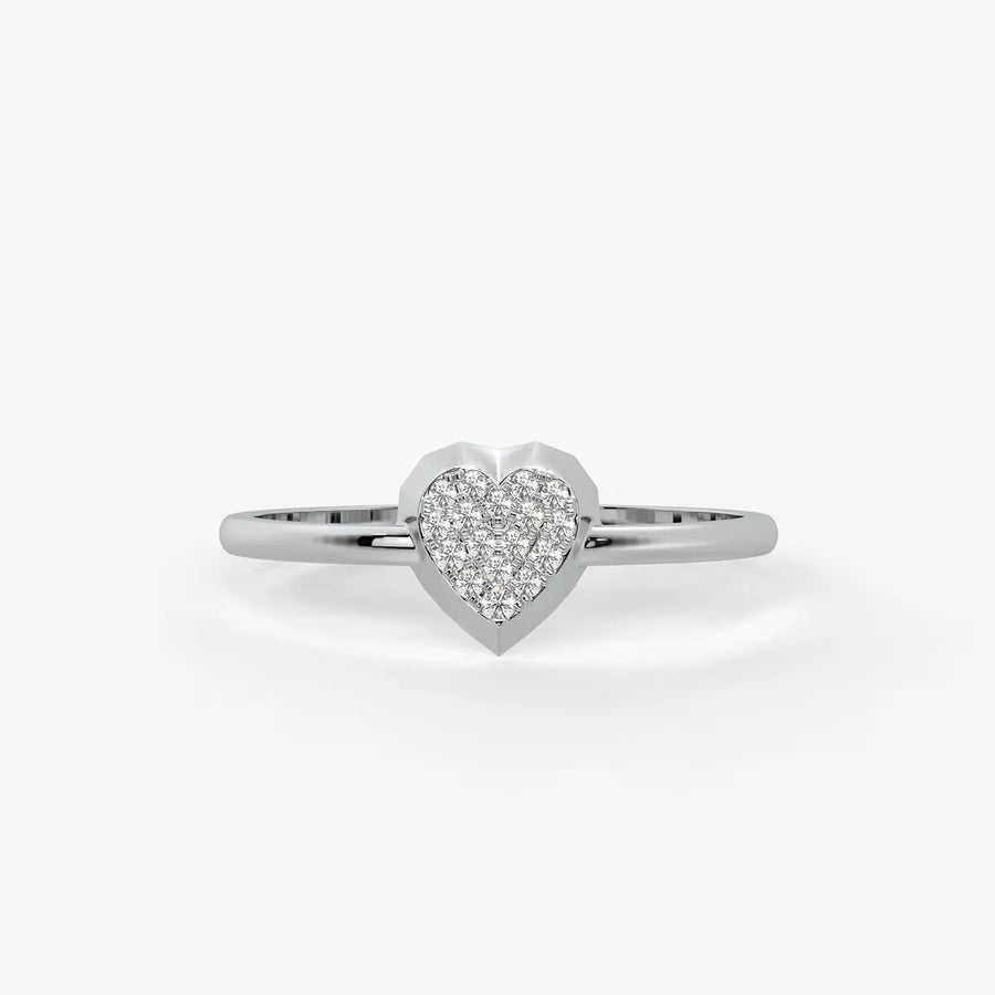 Puffed Heart Classic Ladies Ring
