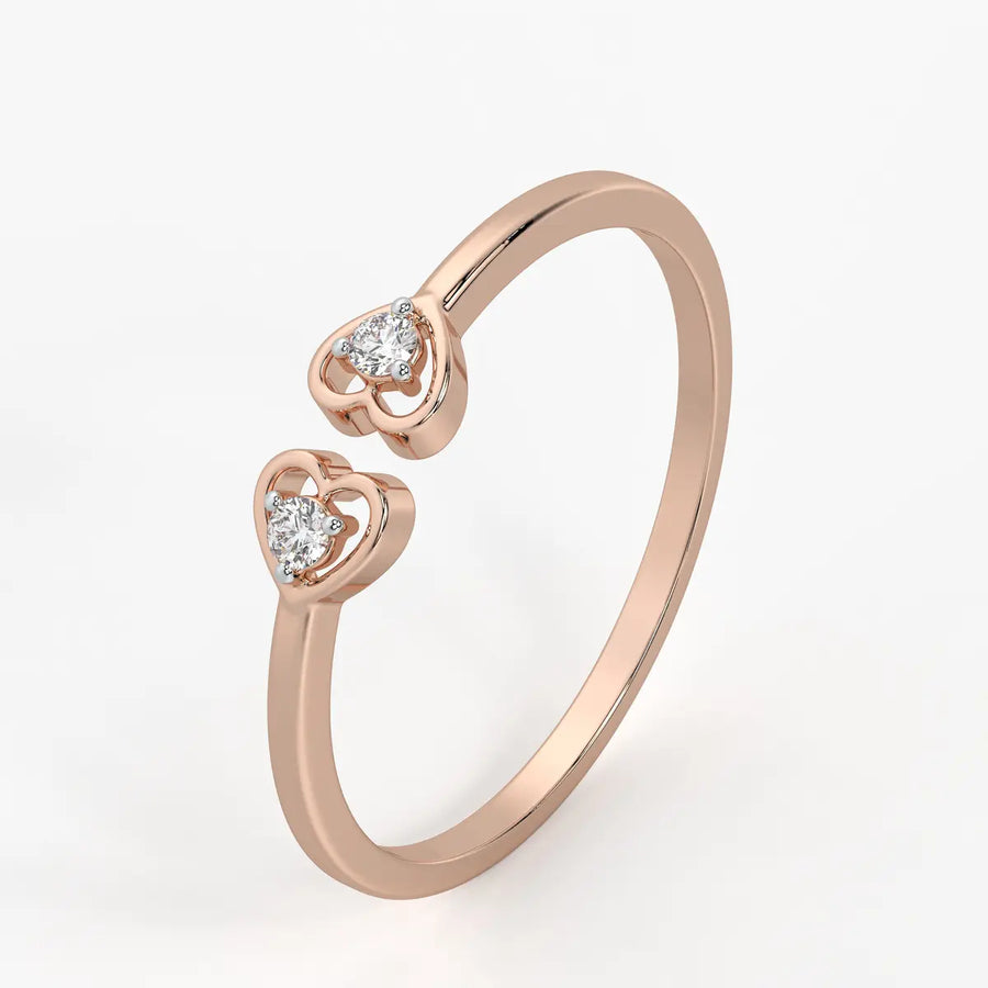 Twin Heart Minimal Ladies Ring