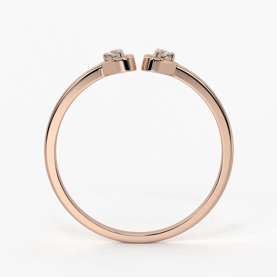 Twin Heart Minimal Ladies Ring
