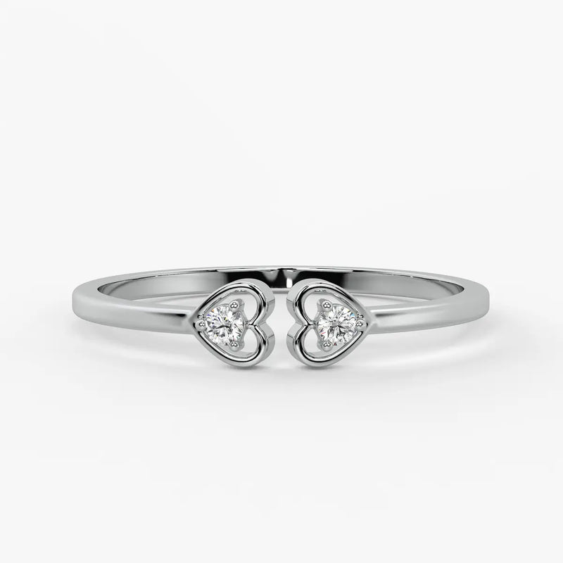Twin Heart Minimal Ladies Ring