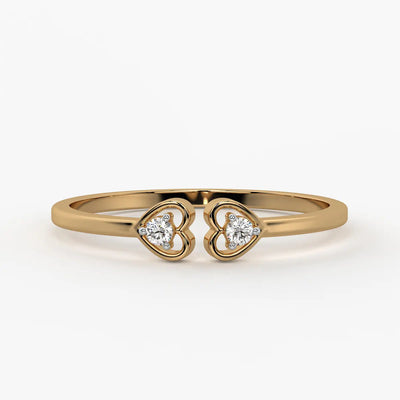 Twin Heart Minimal Ladies Ring