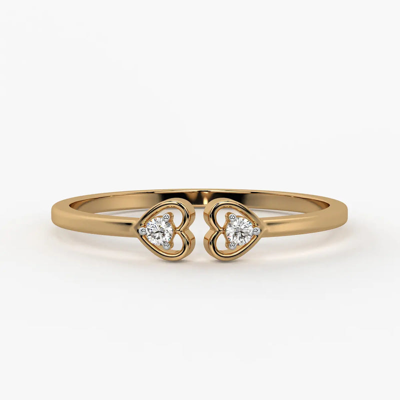 Twin Heart Minimal Ladies Ring