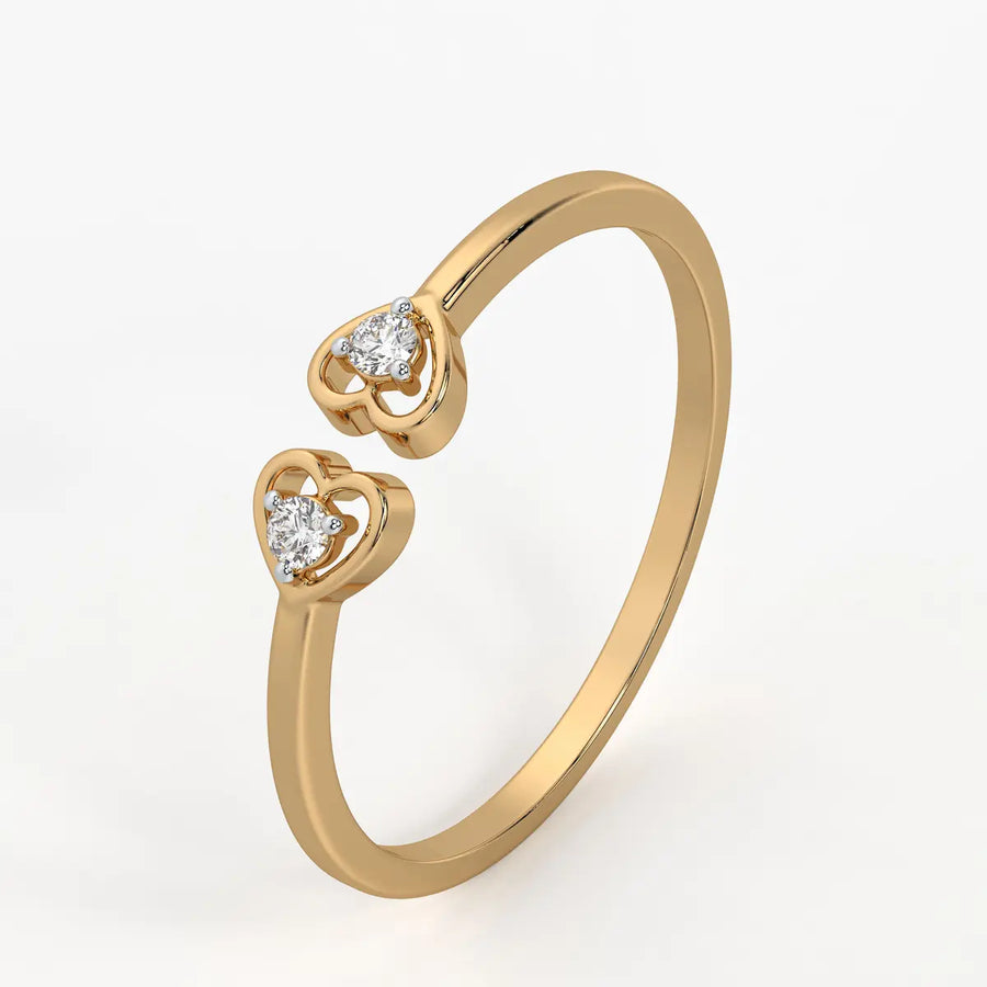 Twin Heart Minimal Ladies Ring