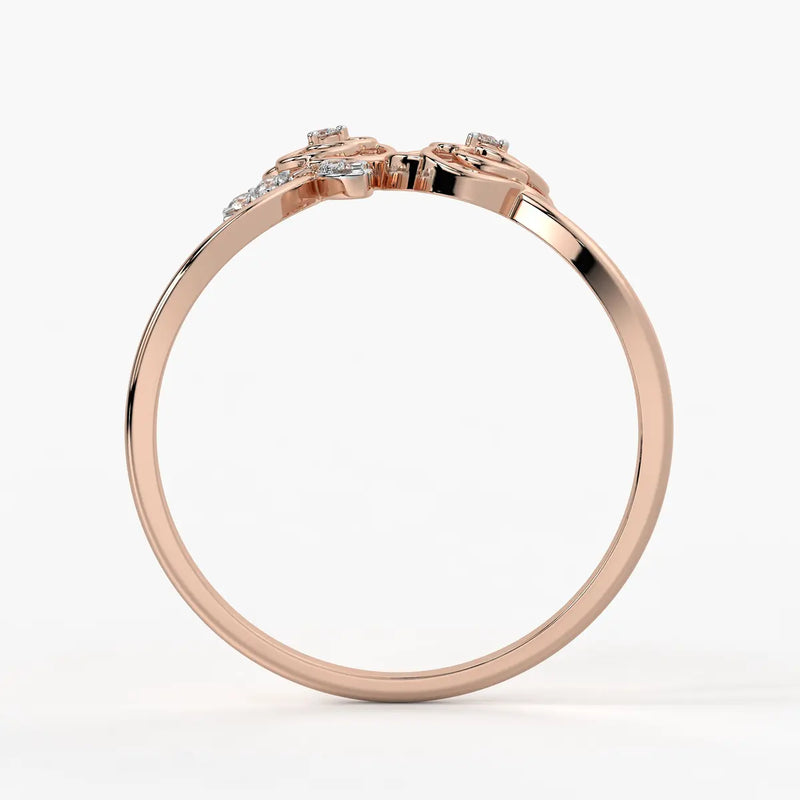Twin Rose Floral Ladies Ring