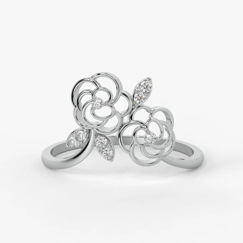 Twin Rose Floral Ladies Ring