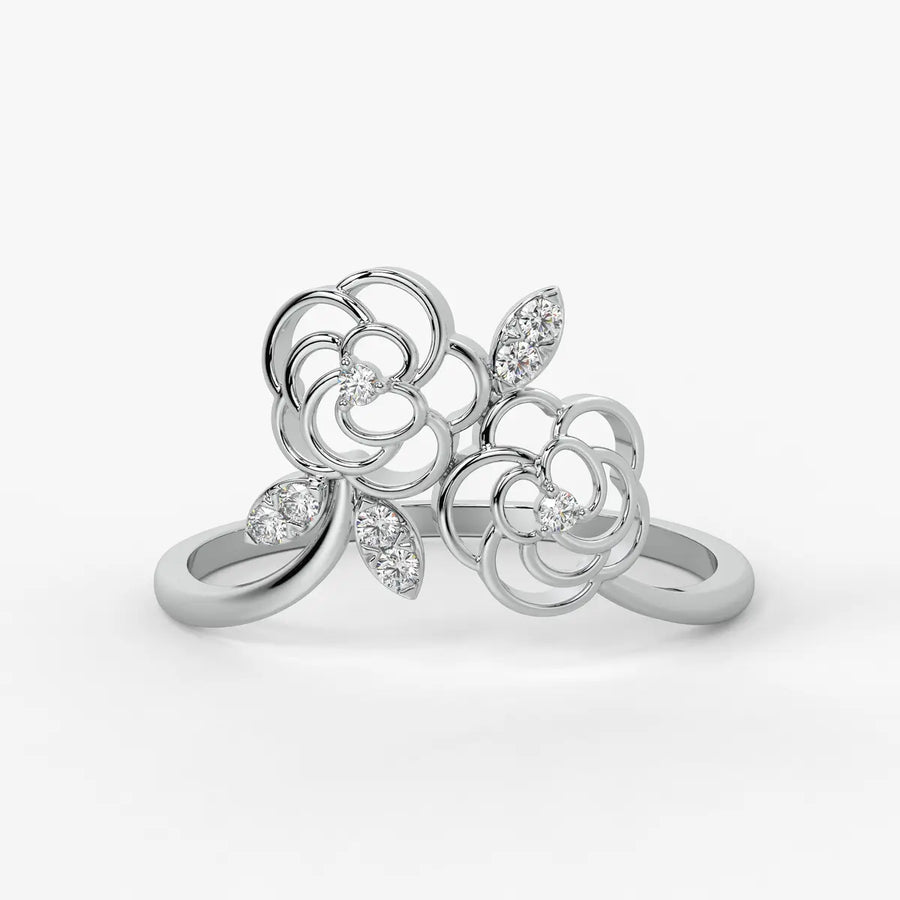 Twin Rose Floral Ladies Ring