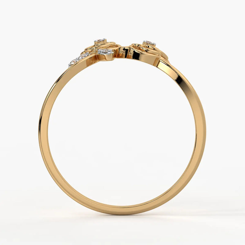 Twin Rose Floral Ladies Ring