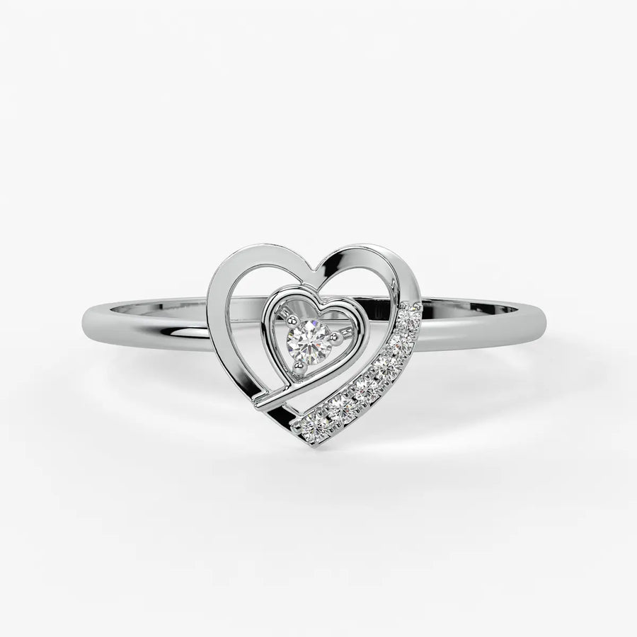 Layered Heart Classic Ladies Ring