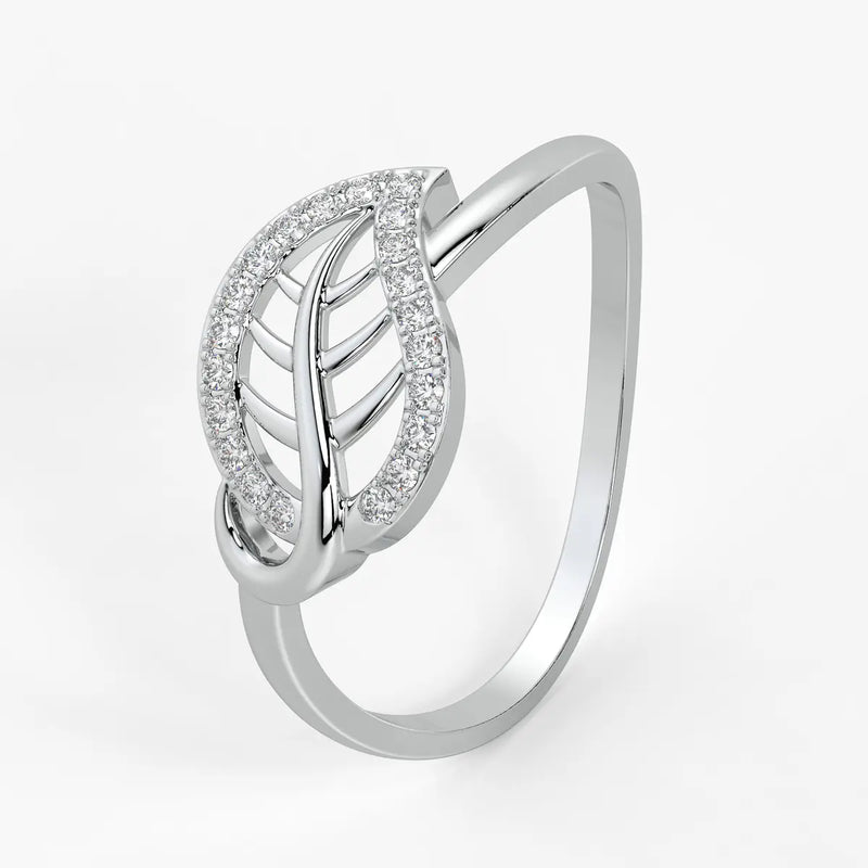 Leaf Motif Diamond Ladies Ring