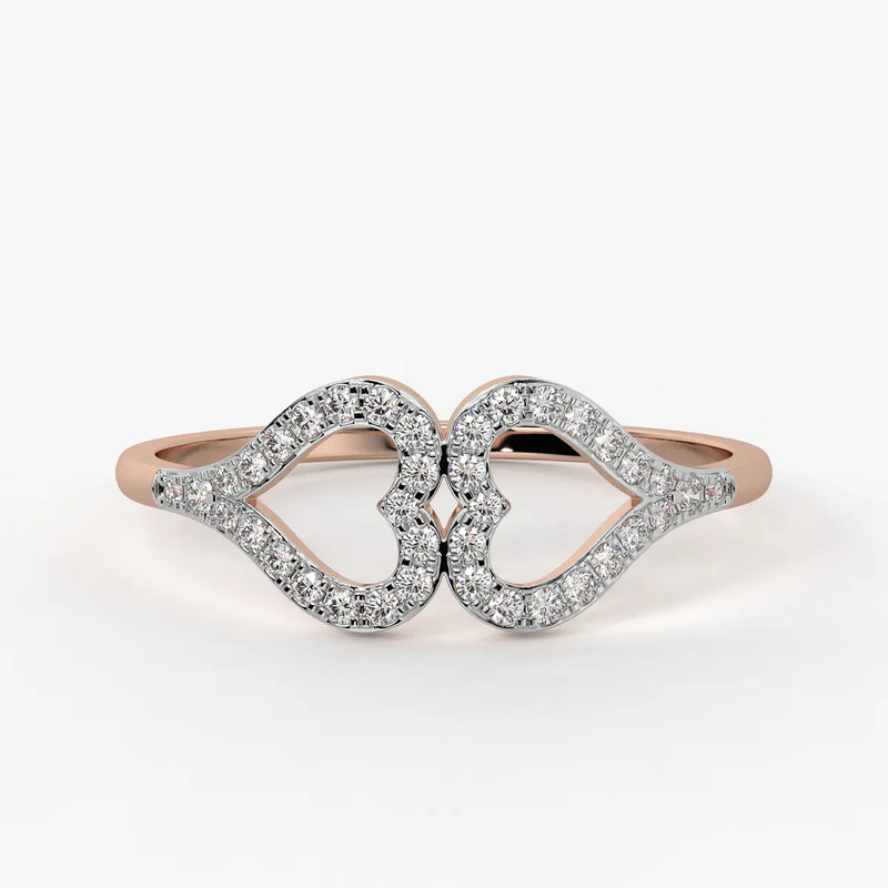 Twin Heart Accent Ladies Ring