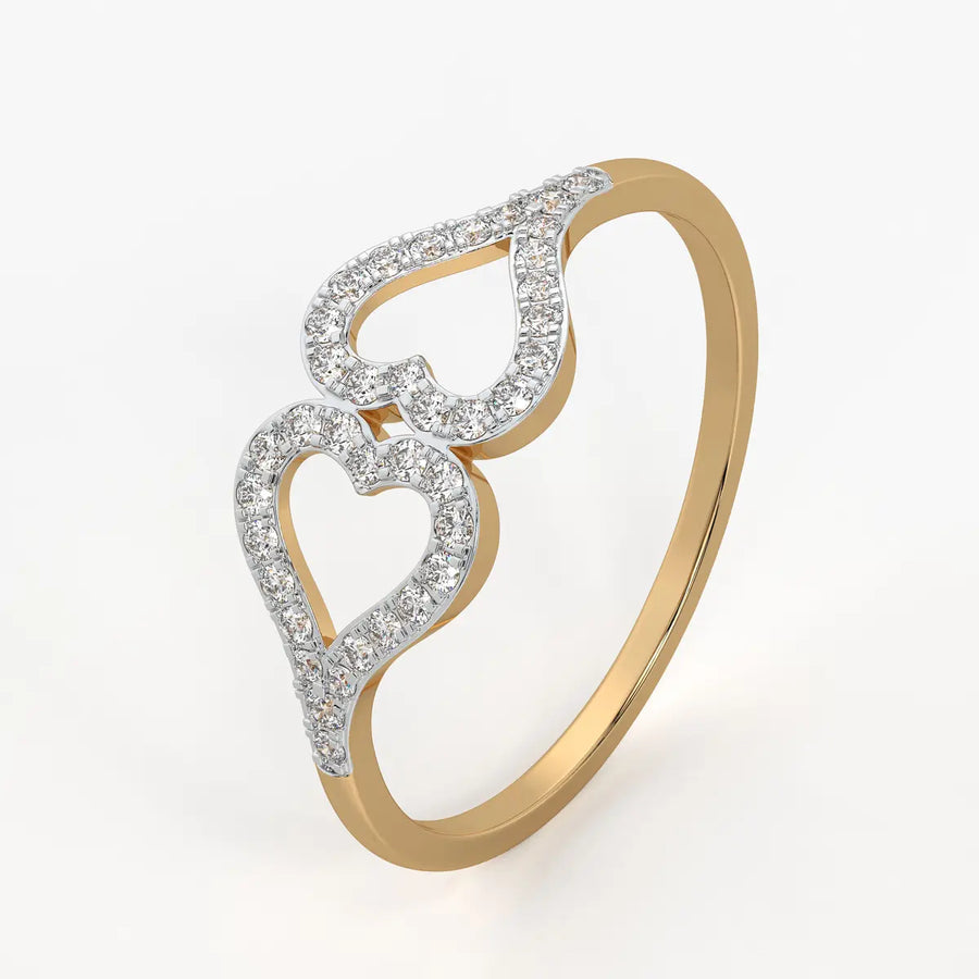 Twin Heart Accent Ladies Ring