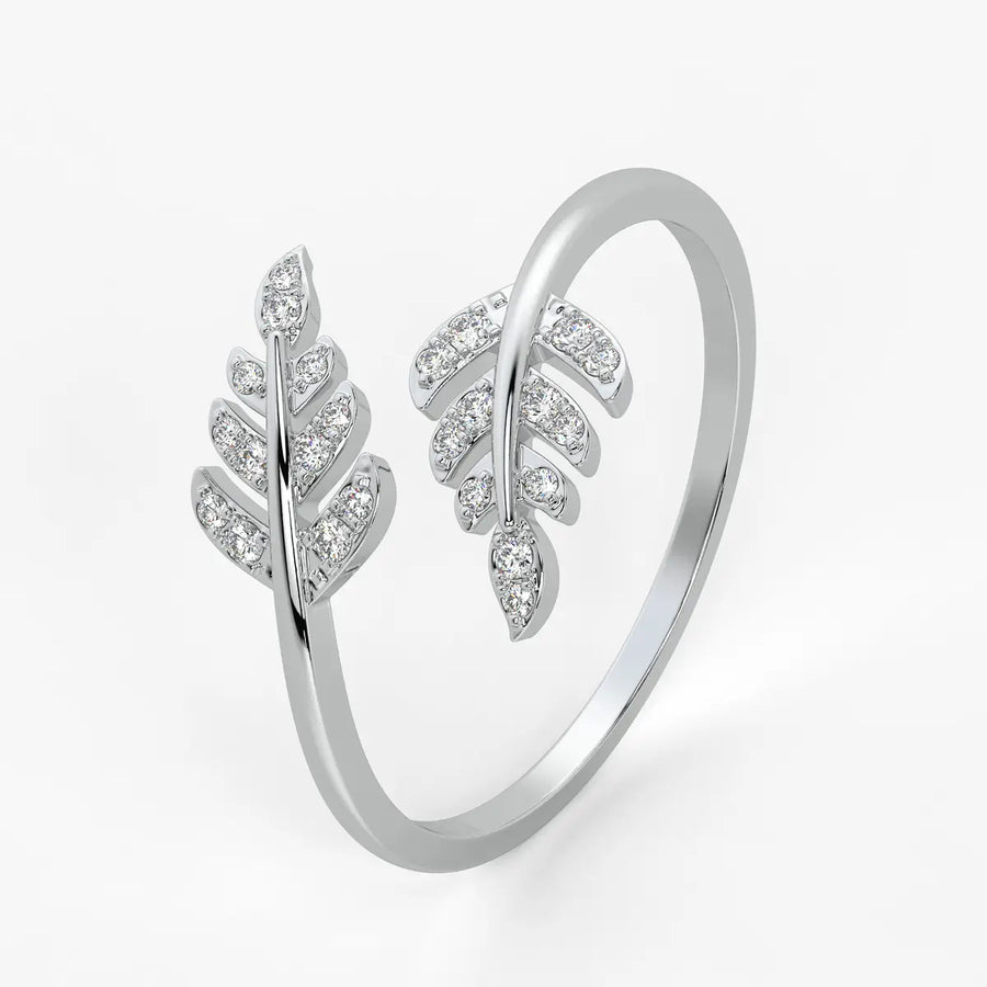 Twin Leaf Open Ladies Ring