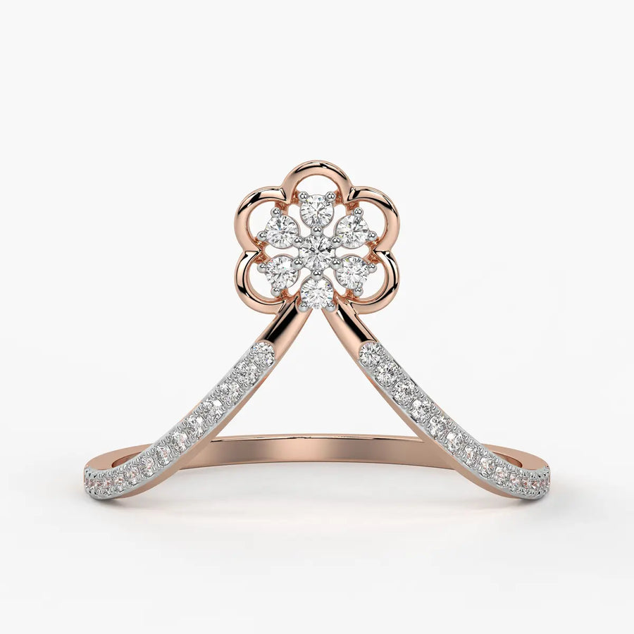 Floral Split Band Ladies Ring