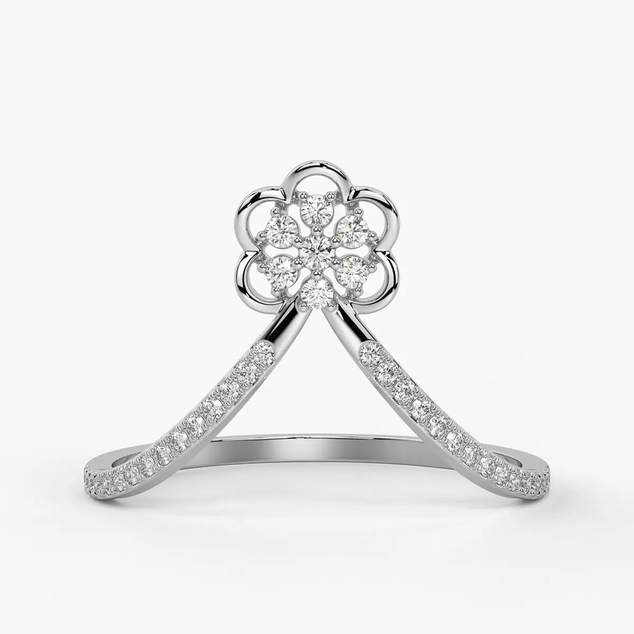 Floral Split Band Ladies Ring