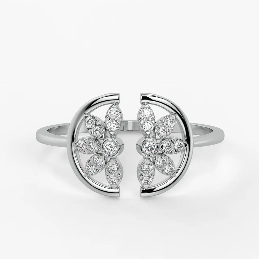 Twin Blossom Open Ladies Ring