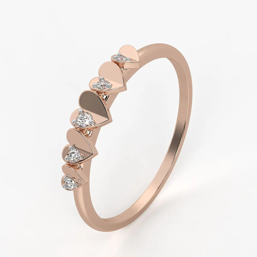Heart Row Ladies Ring