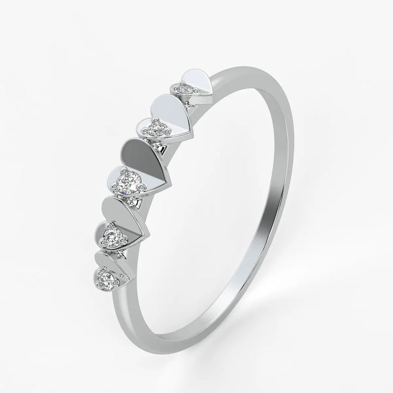 Heart Row Ladies Ring