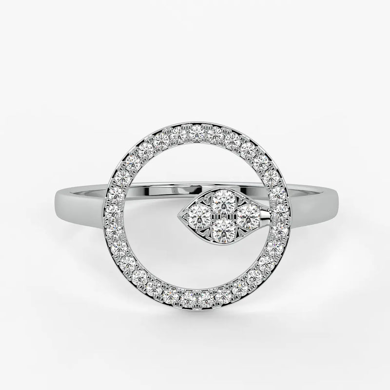 Halo Leaf Ladies Ring
