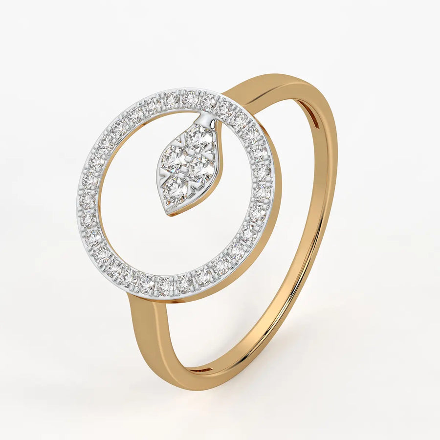 Halo Leaf Ladies Ring
