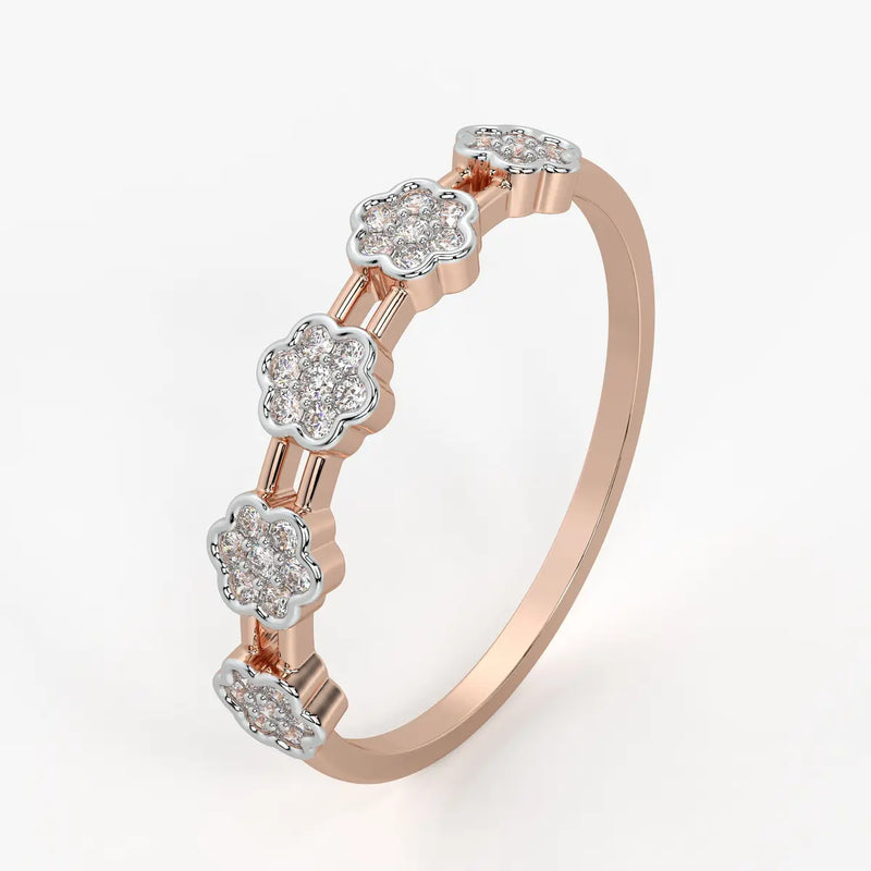 Floral Link Band Ladies Ring