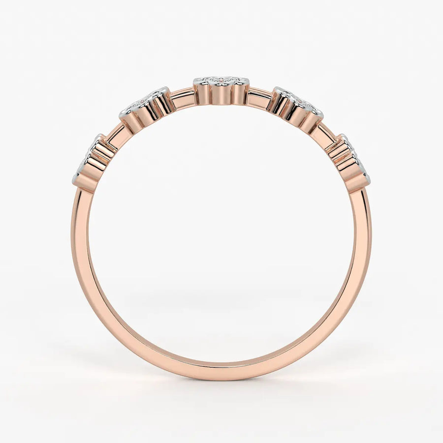 Floral Link Band Ladies Ring
