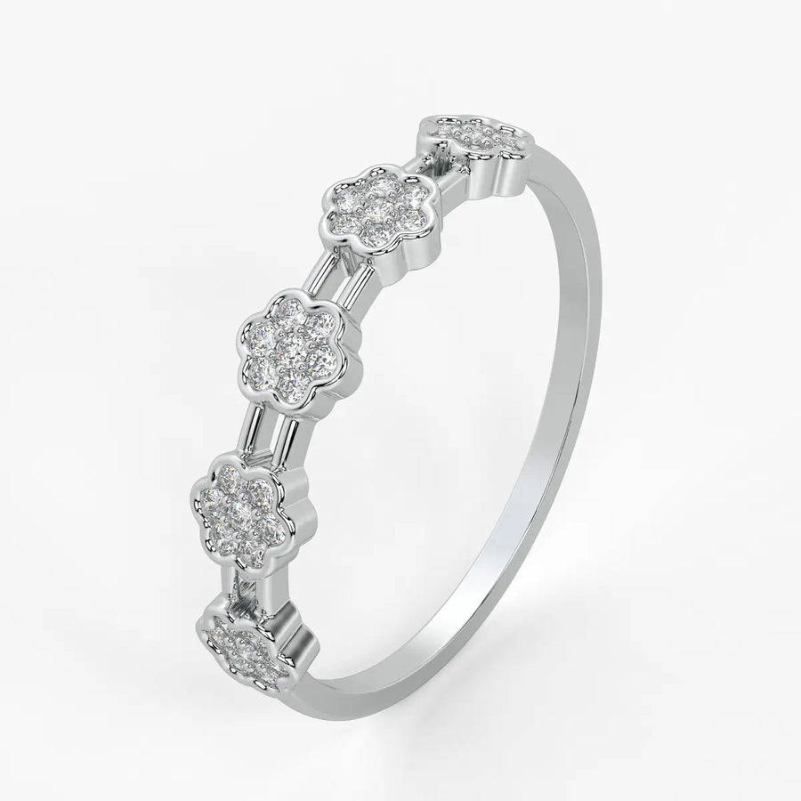 Floral Link Band Ladies Ring