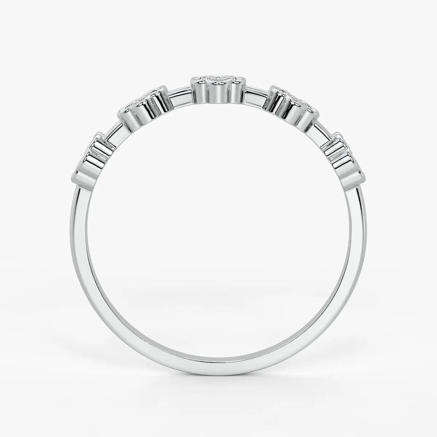 Floral Link Band Ladies Ring
