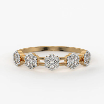 Floral Link Band Ladies Ring