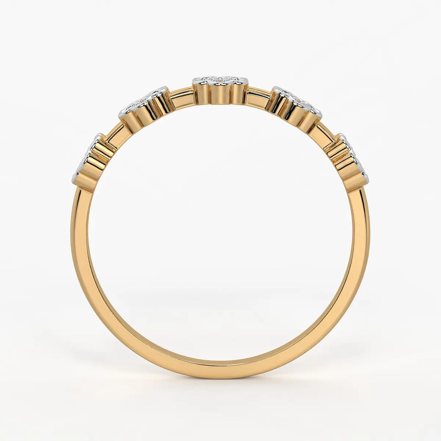 Floral Link Band Ladies Ring
