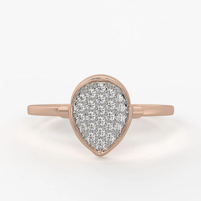 Pear Pave Cluster Ladies Ring