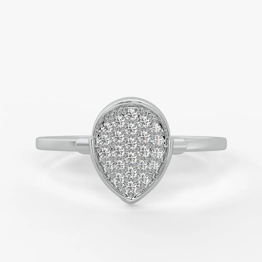 Pear Pave Cluster Ladies Ring