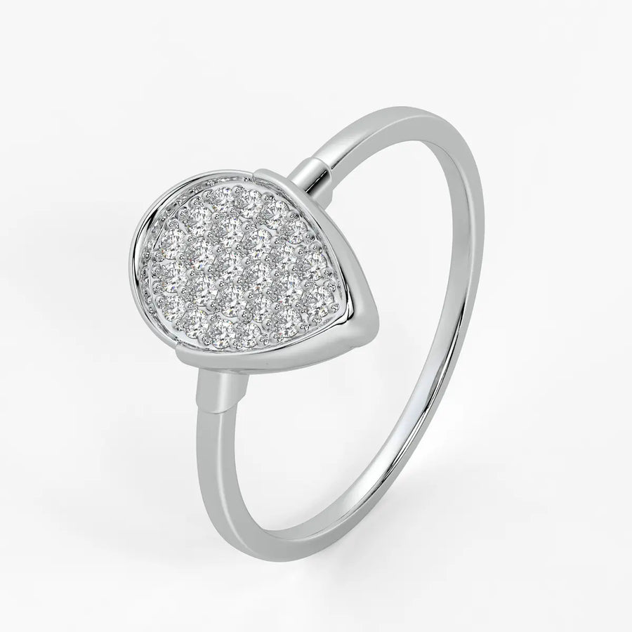 Pear Pave Cluster Ladies Ring