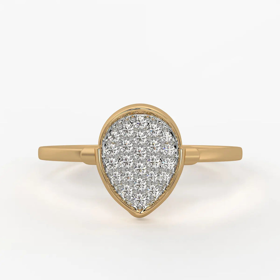 Pear Pave Cluster Ladies Ring