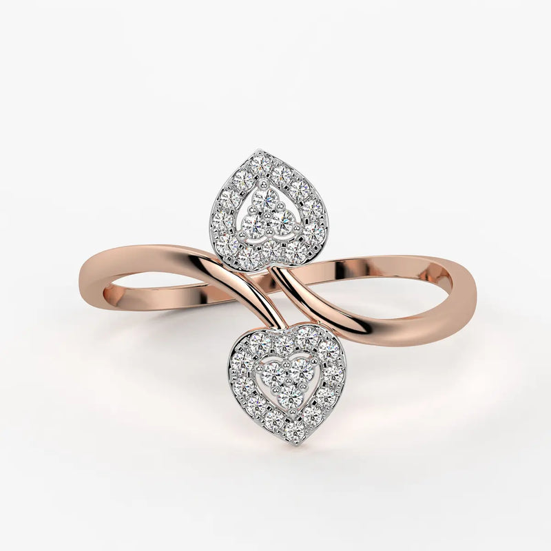 Double Heart Open Ladies Ring