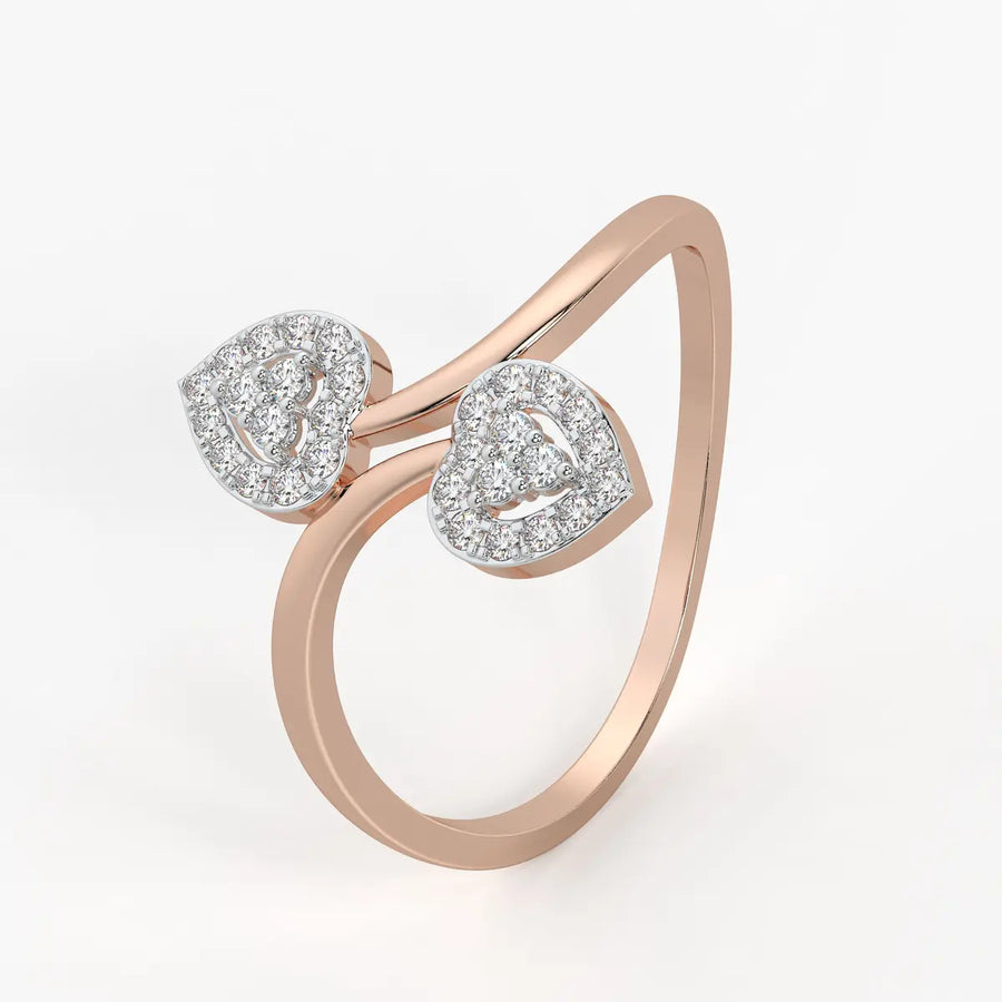 Double Heart Open Ladies Ring
