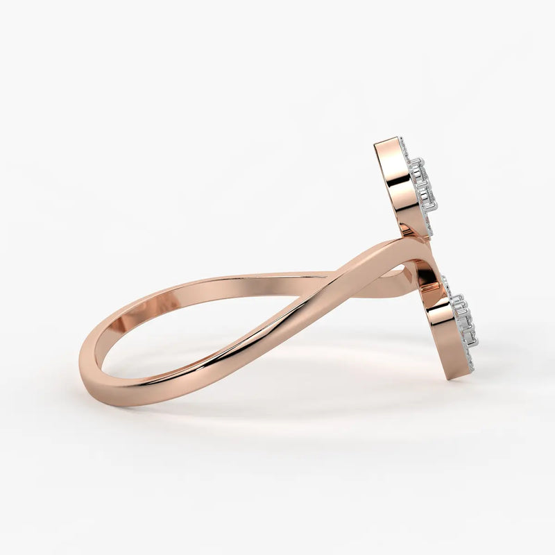 Double Heart Open Ladies Ring
