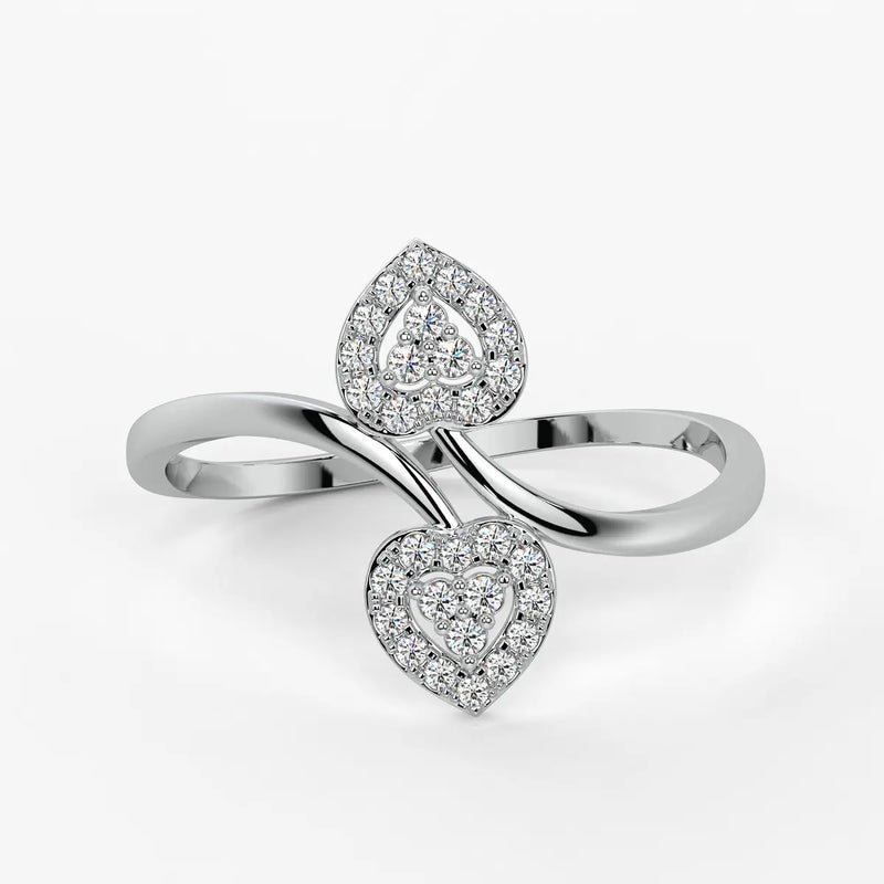 Double Heart Open Ladies Ring