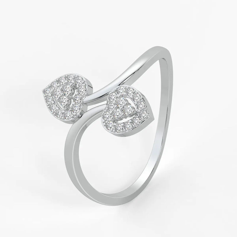 Double Heart Open Ladies Ring