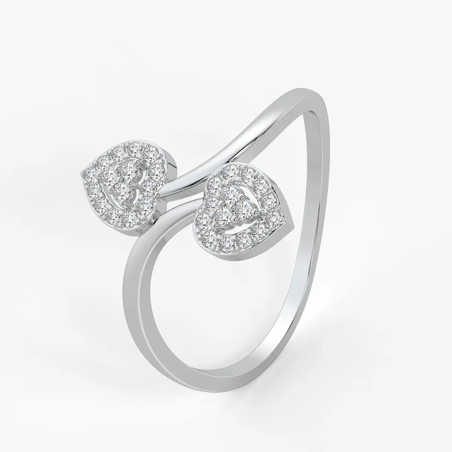 Double Heart Open Ladies Ring