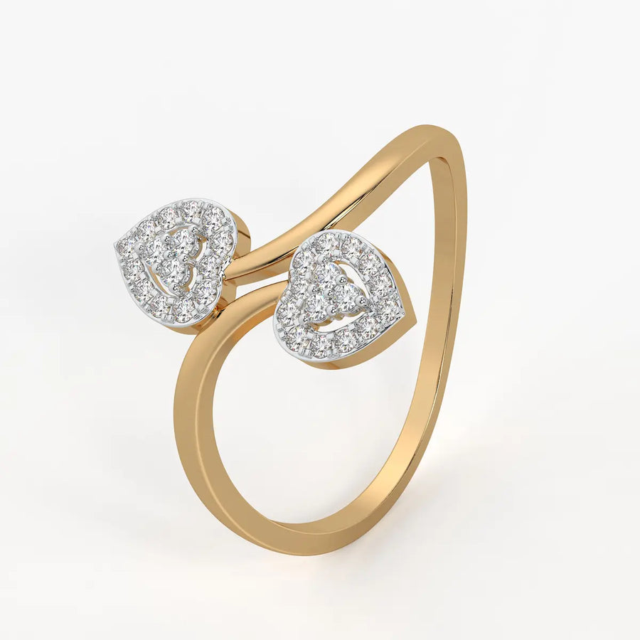 Double Heart Open Ladies Ring