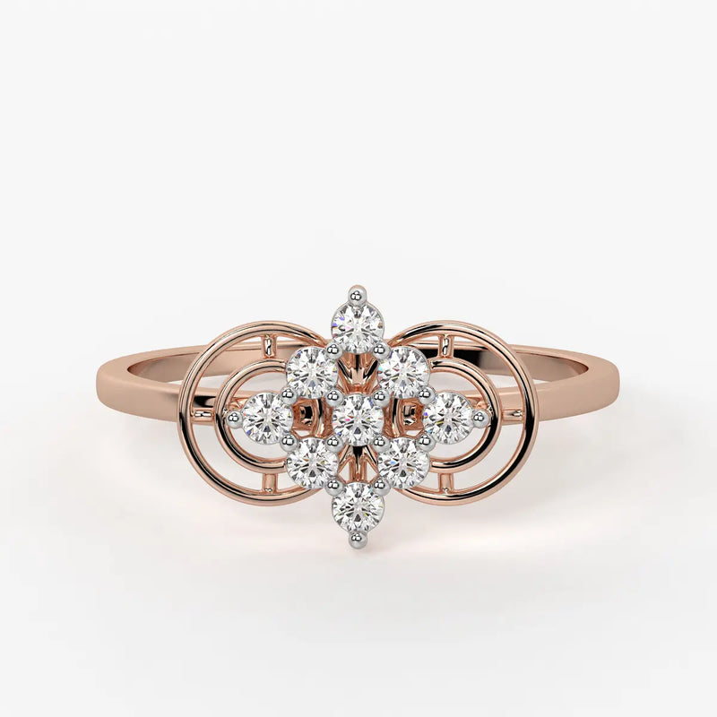 Circle Bloom Cluster Ladies Ring